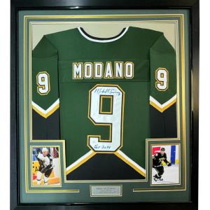imageFramed AutographedSigned Mike Modano 99 CUP 33x42 Dallas Dark Green Hockey Jersey Beckett BAS COA