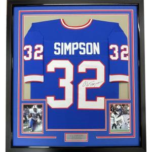 imageFramed AutographedSigned OJ OJ Simpson 33x42 Buffalo Blue Football Jersey JSA COA