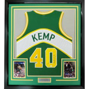 imageFramed AutographedSigned Shawn Kemp 33x42 Seattle Green Basketball Jersey JSA COA