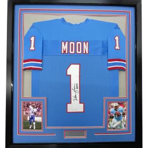 imageFramed AutographedSigned Warren Moon HOF 06 33x42 Houston Blue Football Jersey JSA COA
