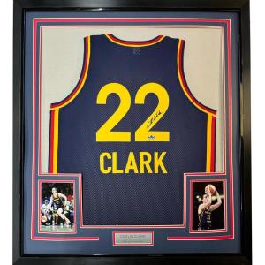 imageFramed Facsimile Autographed Caitlin Clark 35x39 Indiana Blue Reprint Laser Auto Basketball Jersey
