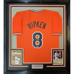 imageFramed Facsimile Autographed Cal Ripken Jr 35x39 Baltimore Orange Reprint Laser Auto Baseball Jersey