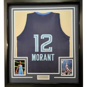 imageFramed Facsimile Autographed Ja Morant 35x39 Memphis Dark Blue Reprint Laser Auto Basketball Jersey