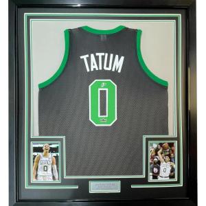 imageFramed Facsimile Autographed Jayson Tatum 35x39 Boston Black Reprint Laser Auto Basketball Jersey