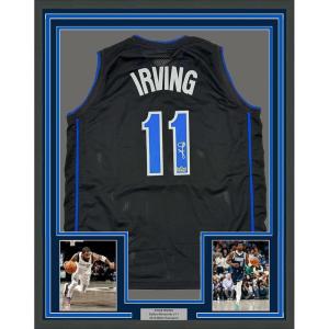 imageFramed Facsimile Autographed Kyrie Irving 35x39 Dallas Black Reprint Laser Auto Basketball Jersey