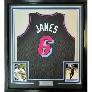 imageFramed Facsimile Autographed LeBron James 35x39 Miami Black Vice City Reprint Laser Auto Basketball Jersey