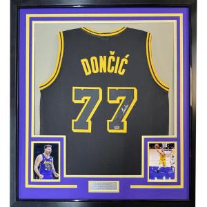 imageFramed Facsimile Autographed Luka Doncic 35x39 Los Angeles LA Black Mamba Reprint Laser Auto Basketball Jersey