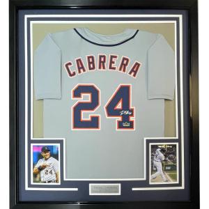 imageFramed Facsimile Autographed Miguel Cabrera 35x39 Detroit Grey Reprint Laser Auto Baseball Jersey