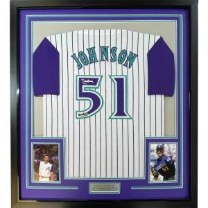 imageFramed Facsimile Autographed Randy Johnson 35x39 Arizona Pinstripe Reprint Laser Auto Baseball Jersey