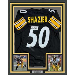 imageFramed Facsimile Autographed Ryan Shazier 35x39 Pittsburgh Black Reprint Laser Auto Football Jersey