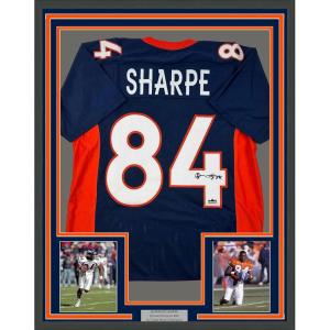 imageFramed Facsimile Autographed Shannon Sharpe 35x39 Denver Blue Reprint Laser Auto Football Jersey