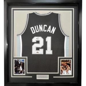 imageFramed Facsimile Autographed Tim Duncan 35x39 San Antonio Black Reprint Laser Auto Basketball Jersey