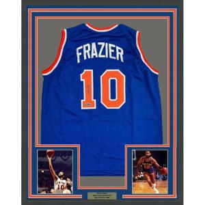 imageFramed Facsimile Autographed Walt Frazier 35x39 New York Blue Reprint Laser Auto Basketball Jersey
