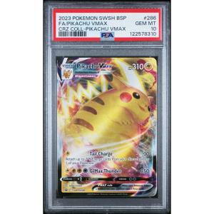 imageGraded 2023 PKM Sword and Shield FA Pikachu VMax 286 Full Art Black Star Promo Crown Zenith Collection Trading Card Game PSA 10 Gem Mint