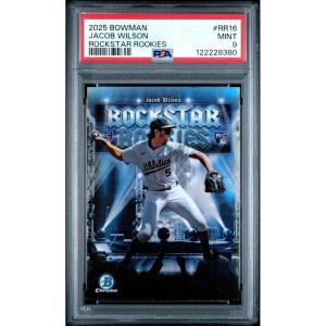 imageGraded 2025 Topps Bowman Jacob Wilson RR16 Rockstar Rookies Rookie RC Baseball Card PSA 9 Mint