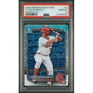 imageGraded 2025 Topps Bowman Mega Box JJ Wetherholt 22 Prospects Rookie RC Baseball Card PSA 10 Gem Mint
