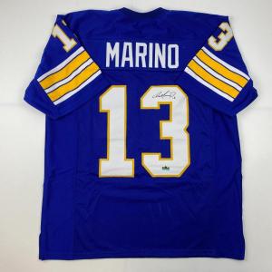 imageFacsimile Autographed Dan Marino Pittsburgh Blue Reprint Laser Auto College Football Jersey Size Mens XL