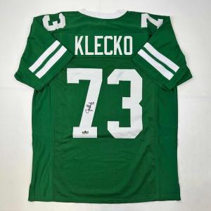 imageFacsimile Autographed Joe Klecko New York Green Reprint Laser Auto Football Jersey Size Mens XL