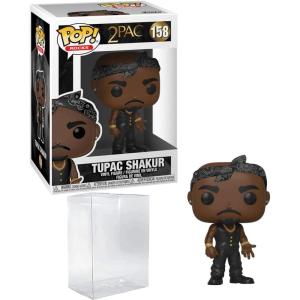imageTupac Shakur 158 Funko POP Rocks 2Pac Figurine Bundle with HOFSM Protector Case