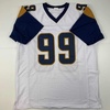 image:imageFacsimile Autographed Aaron Donald Los Angeles LA White Reprint Laser Auto Football Jersey Size Mens XL