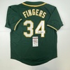 image:imageAutographedSigned Rollie Fingers Oakland Green Baseball Jersey JSA COA