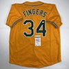 image:imageAutographedSigned Rollie Fingers Oakland Yellow Baseball Jersey JSA COA