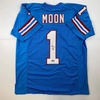 image:imageFacsimile Autographed Warren Moon Houston Blue Reprint Laser Auto Football Jersey Size Mens XL