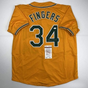 image:imageAutographedSigned Rollie Fingers Oakland Yellow Baseball Jersey JSA COA