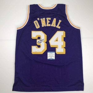 image:imageAutographedSigned Shaquille Shaq ONeal Los Angeles LA Purple Basketball Jersey Beckett BAS COA
