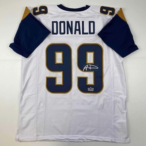 image:imageFacsimile Autographed Aaron Donald Los Angeles LA White Reprint Laser Auto Football Jersey Size Mens XL