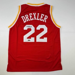 image:imageFacsimile Autographed Clyde Drexler Houston Red Reprint Laser Auto Basketball Jersey Size Mens XL