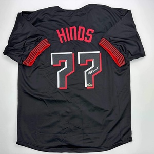 image:imageFacsimile Autographed Rece Hinds Cincinnati Black City Connect Reprint Laser Auto Baseball Jersey Size Mens XL