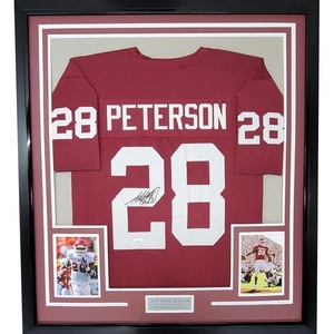 image:imageFramed AutographedSigned Adrian Peterson 35x39 Oklahoma Maroon College Football Jersey JSA COA