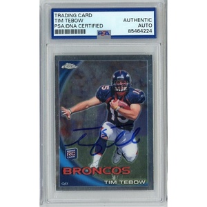 image:imageGraded 2010 Topps Chrome Tim Tebow C100 Signed Autographed Football Trading Card PSADNA Authentic