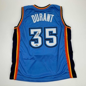 image:imageFacsimile Autographed Kevin Durant Oklahoma City Blue Reprint Laser Auto Basketball Jersey Size Mens XL