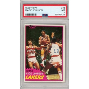 image:imageGraded 1981 Topps Magic Johnson 21 2nd Year Basketball Card PSA 7 Near Mint