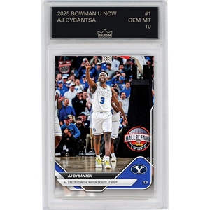 image:imageGraded 2025 Topps Bowman U Now AJ Dybantsa 1 Number 1 Recruit in the Nation Debuts at BYU BYU Cougars Rookie RC Basketball Card HOFSM 10 Gem Mint