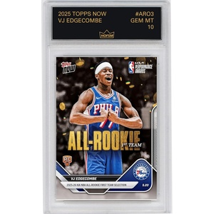 image:imageGraded 2025 Topps Now VJ Edgecombe AR03 202526 KIA NBA All Rookie First Team Selection Philadelphia 76ers Rookie RC Basketball Card HOFSM 10 Gem Mint