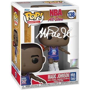 image:imageMagic Johnson 138 1992 AllStar Game Facsimile Signed Reprint Laser Autographed Funko POP Basketball Figurine with Protector Case