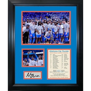 image:imageFramed Oklahoma City Thunder 20242025 Western Conference Finals Champions Shai GilgeousAlexander SGA MVP Most Valuable Player Facsimile Laser Engraved Signature Auto Basketball 11x14 Photo Sig Collage