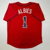 image:imageFacsimile Autographed Ozzie Albies Atlanta Red Reprint Laser Auto Baseball Jersey Size Mens XL