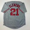 image:imageFacsimile Autographed Roger Clemens Boston Grey Reprint Laser Auto Baseball Jersey Size Mens XL