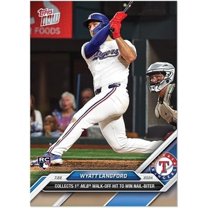 image:image2024 Topps Now Wyatt Langford 456 First Career Walk Off Hit Texas Rangers Rookie RC Baseball Card