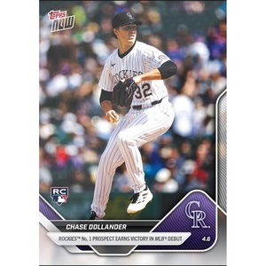 image:image2025 Topps Now Chase Dollander 46 Rockies Number 1 Prospect Earns Victory in Debut Colorado Rockies Rookie RC Baseball Card
