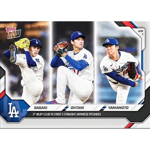image:image2026 Topps Now Roki SasakiShohei OhtaniYoshinobu Yamamoto 42 1st MLB Club to Start 3 Straight Japanese Pitchers Los Angeles Dodgers Baseball Card