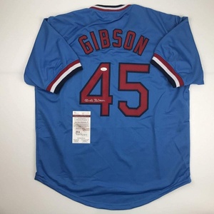 image:imageAutographedSigned Bob Gibson St Louis Blue Baseball Jersey JSA COA