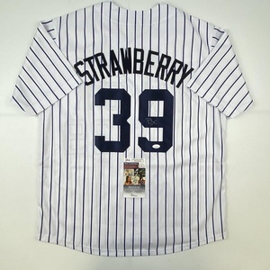 image:imageAutographedSigned Darryl Strawberry New York Pinstripe Baseball Jersey JSA COA