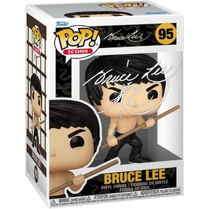 image:imageBruce Lee 95 Facsimile Signed Reprint Laser Autographed Funko POP Icons Figurine with Protector Case