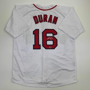 image:imageFacsimile Autographed Jarren Duran Boston White Reprint Laser Auto Baseball Jersey Size Mens XL