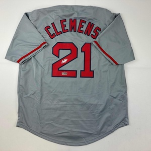 image:imageFacsimile Autographed Roger Clemens Boston Grey Reprint Laser Auto Baseball Jersey Size Mens XL